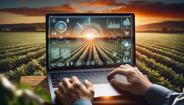 Un'illustrazione digitale di un'agricoltura moderna