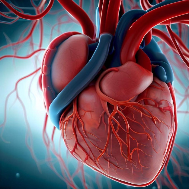 Un'illustrazione digitale di un cuore umano