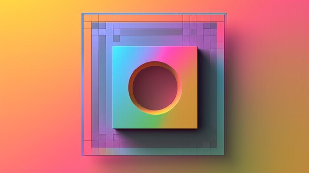 Un'illustrazione digitale PNG con un quadrato a gradiente colorato con un cerchio contrapposto