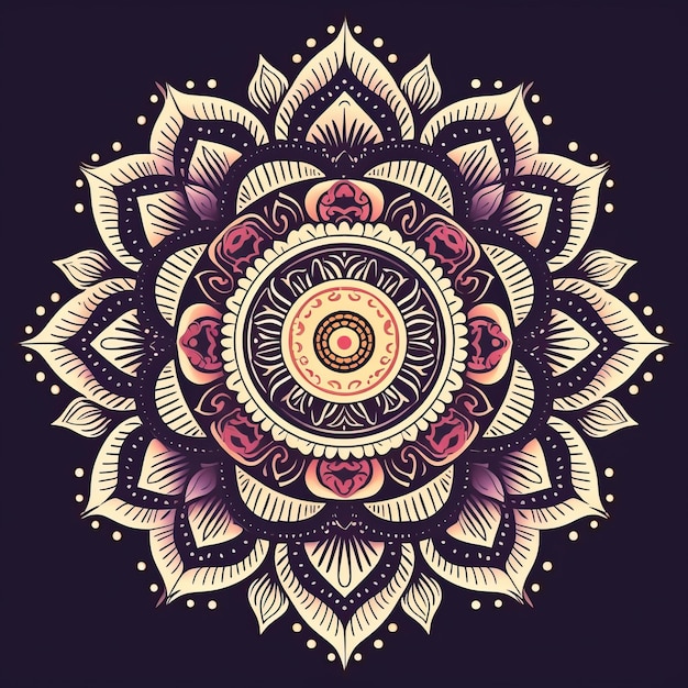 un'illustrazione disegnata a mano di un mandala con un motivo floreale