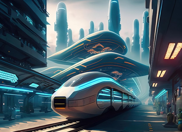 un'illustrazione futuristica del trasporto ferroviario