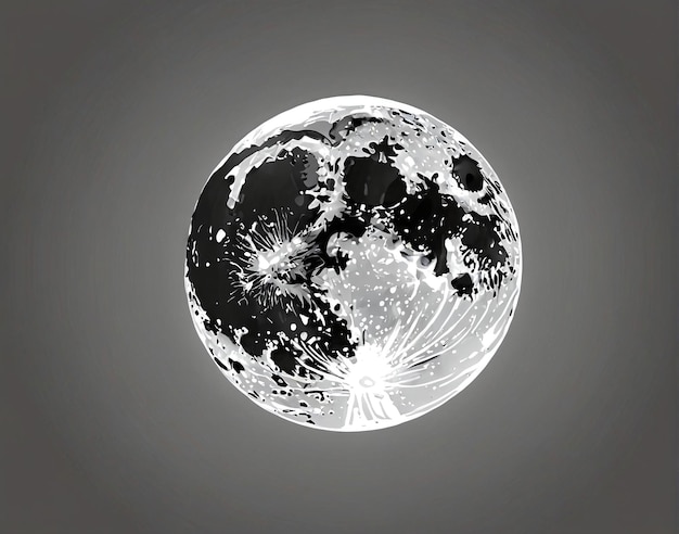 un'illustrazione in bianco e nero della luna