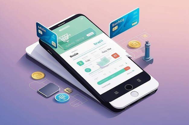 Un'illustrazione moderna del mobile banking