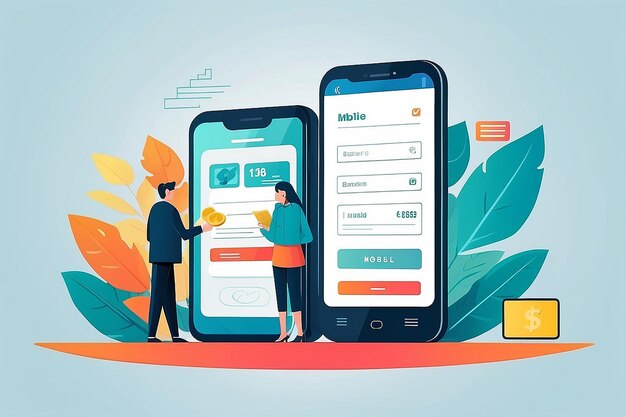 Un'illustrazione moderna del mobile banking