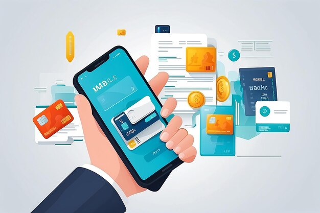 Un'illustrazione moderna della mobile banking
