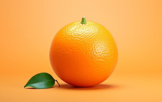 Un'illustrazione realistica di una singola arancia con un design minimalista su uno sfondo chiaro Ai generati