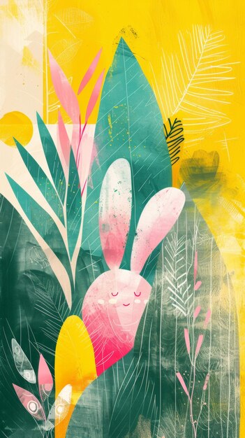 Un'illustrazione stravagante di Pasqua con un moderno e colorato bouquet di fiori Generative AI