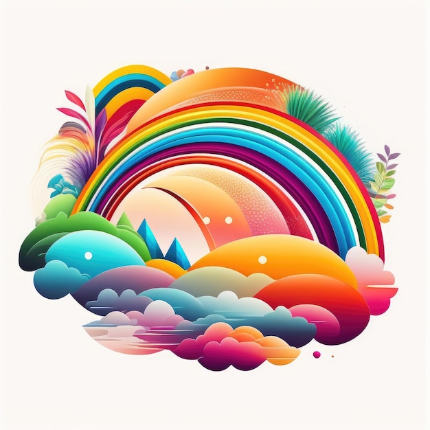 Un'illustrazione vettoriale di un arcobaleno con un design colorato