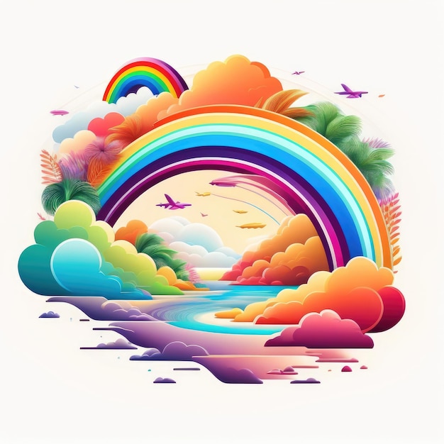 Un'illustrazione vettoriale di un arcobaleno con un design colorato