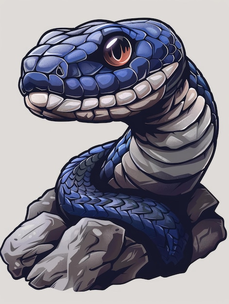 Un'illustrazione vivace di un serpente blu