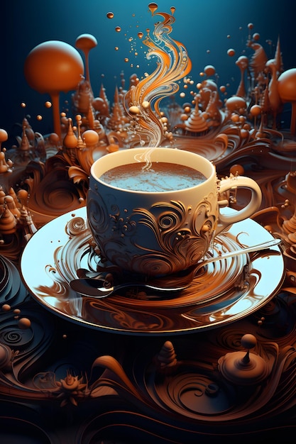 un'immagine 3D del caffè