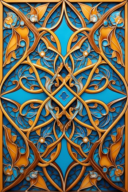 un'immagine 3D di una singola piastrella islamica splendidamente realizzata