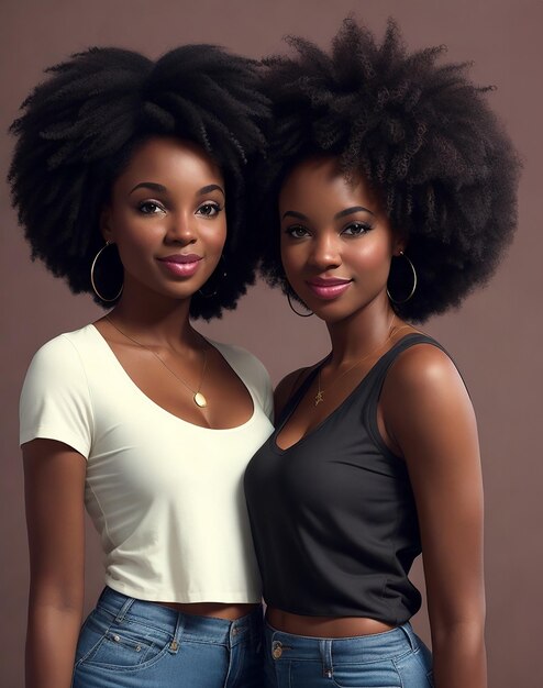 Un'immagine a figura intera di due amiche nere