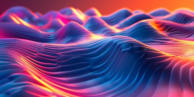 Un'immagine astratta colorata di un'onda con una tonalità blu e rosa