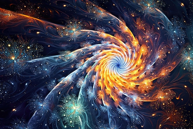 Un'immagine astratta colorata di una spirale con la parola mente su di essa.