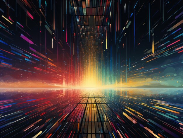 un'immagine astratta di un tunnel futuristico con luci colorate