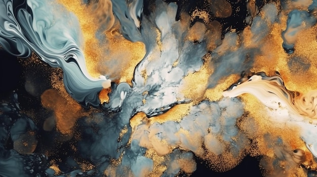 Un'immagine astratta variopinta di un liquido e di un fumo.