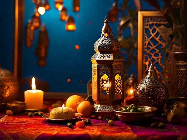 Un'immagine che esprime il mese di Ramadan con tocchi marocchini
