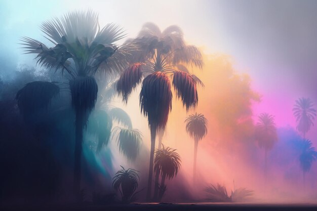 Un'immagine colorata di palme con la parola palm su di essa