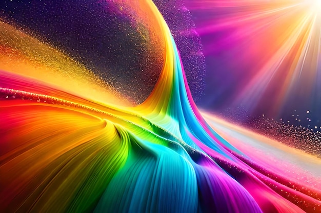 Un'immagine colorata di un arcobaleno con le parole " colori " in basso.