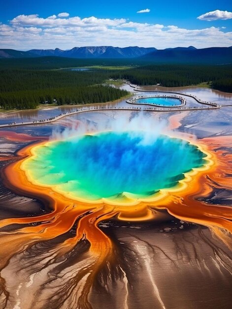 un'immagine colorata di un geyser con un colore blu verde e viola