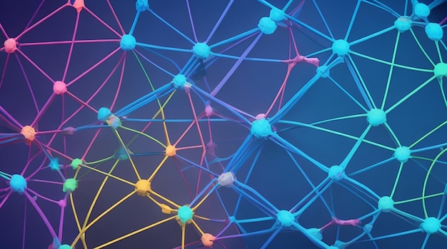 Un'immagine colorata di una rete con uno sfondo blu