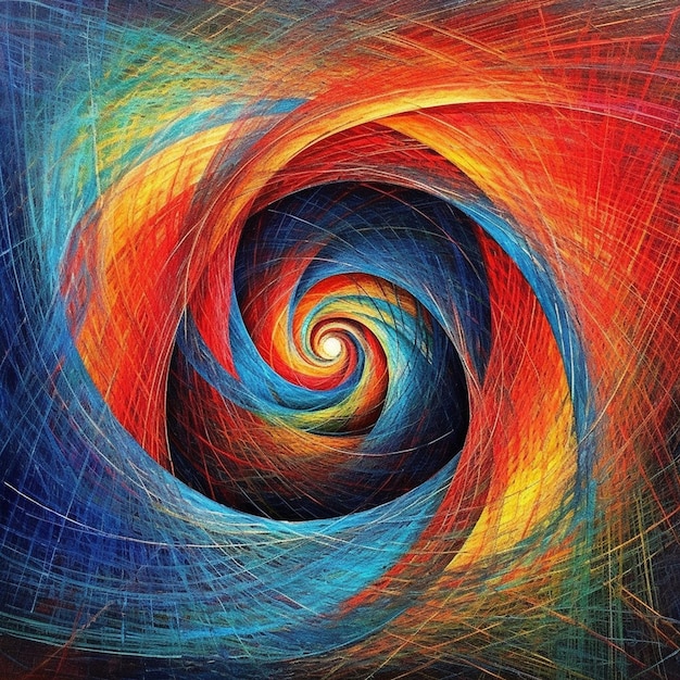 un'immagine colorata di una spirale con linee multicolori.