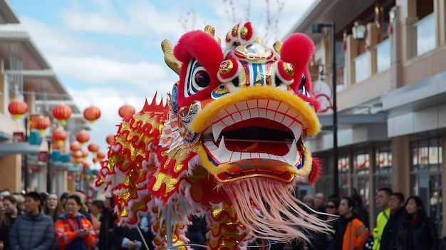 Un'immagine colorata e vivace di un dragone tradizionale cinese