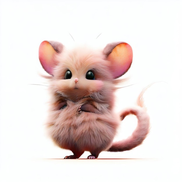 Un'immagine da cartone animato di un animale soffice con una coda che dice "mouse" su di esso