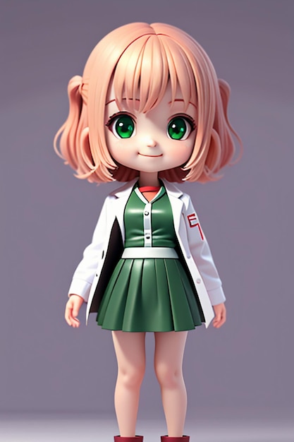 Un'immagine da cartone animato di un medico che indossa un camice bianco con bellissimi occhi grandi modellazione 3D in stile anime