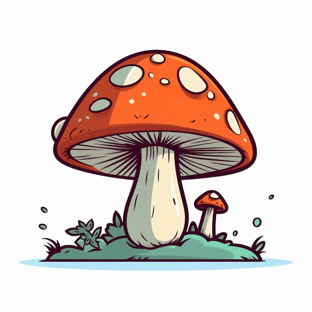 Un'immagine del fumetto di un fungo con uno sfondo bianco