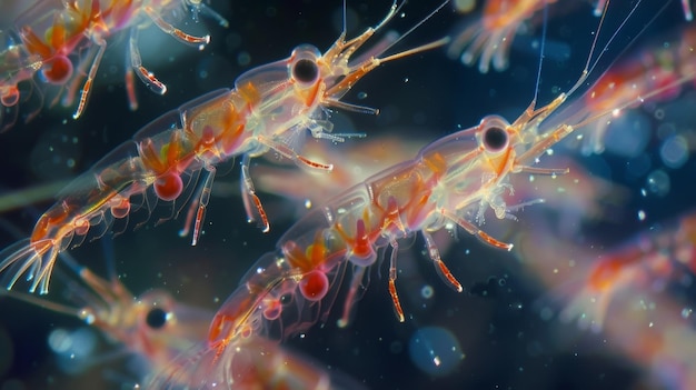 Un'immagine del krill, una fonte di cibo cruciale per molte creature oceaniche, vista al microscopio per mostrare