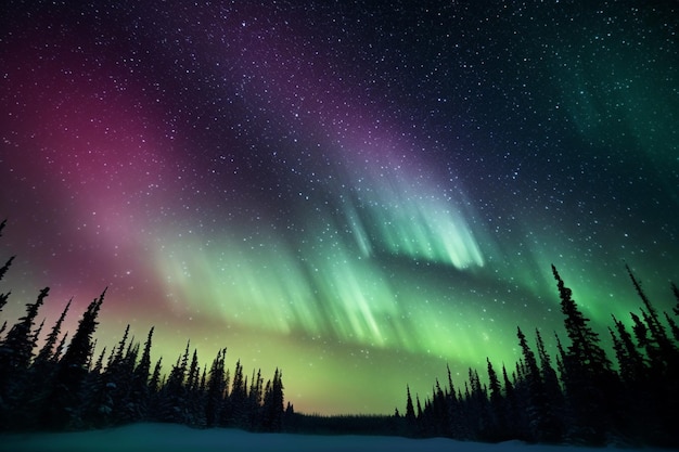 Un'immagine dell'aurora boreale nel cielo.