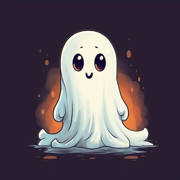 un'immagine di cartone animato di un fantasma bianco con uno sfondo scuro.