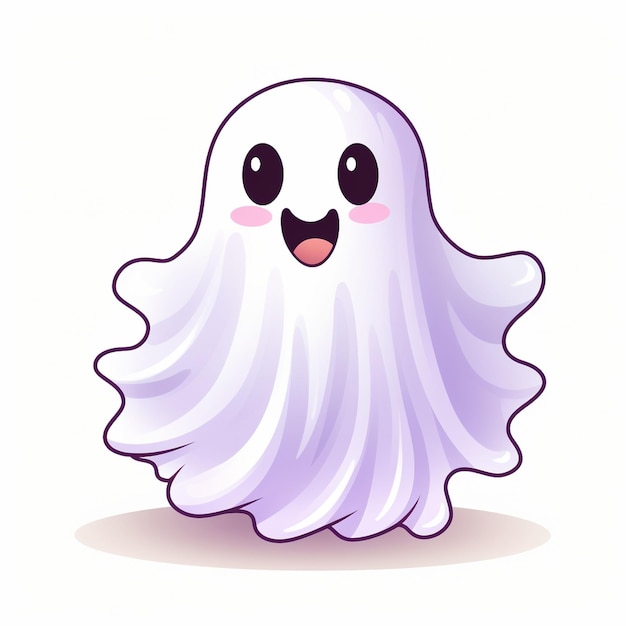 un'immagine di cartone animato di un fantasma con una faccia bianca e un naso rosa.