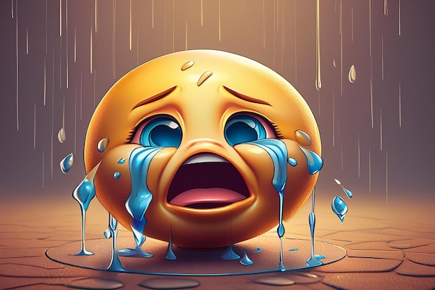 un'immagine di cartone animato di una palla con una faccia che piange
