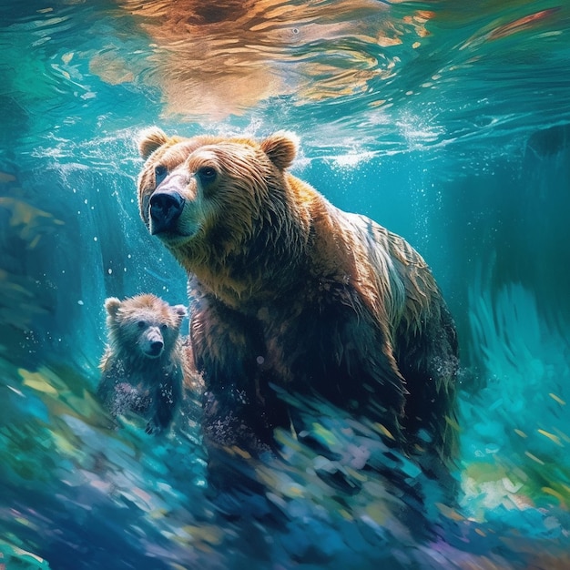 un'immagine di due orsi nell'acqua con la scritta "orso polare" sul fondo.