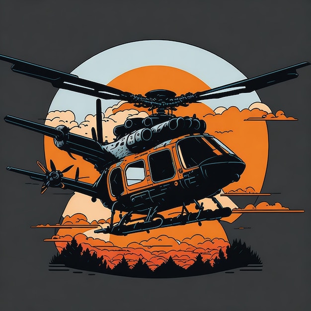Un'immagine di elicottero per il design di una maglietta