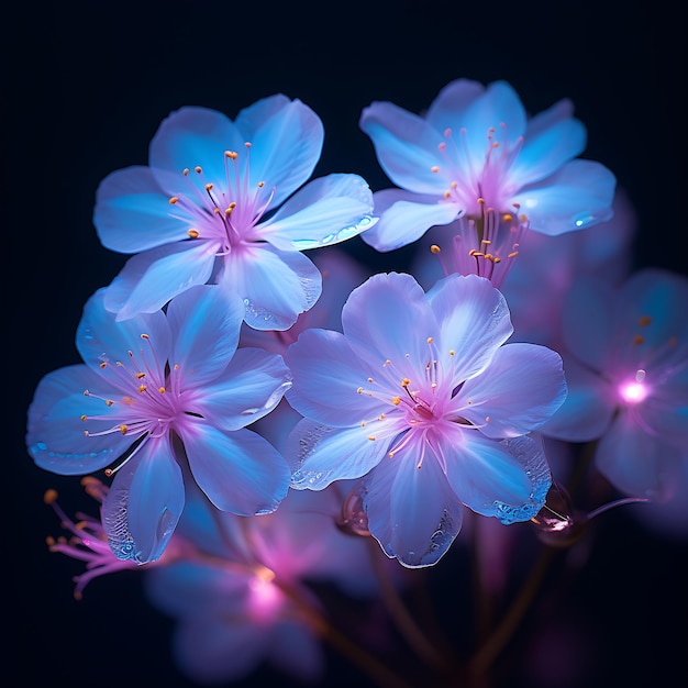 un'immagine di fiori viola e blu IA generativa