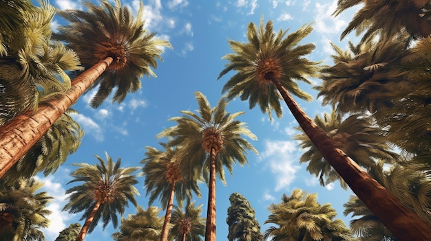 Un'immagine di palme con il cielo sullo sfondo