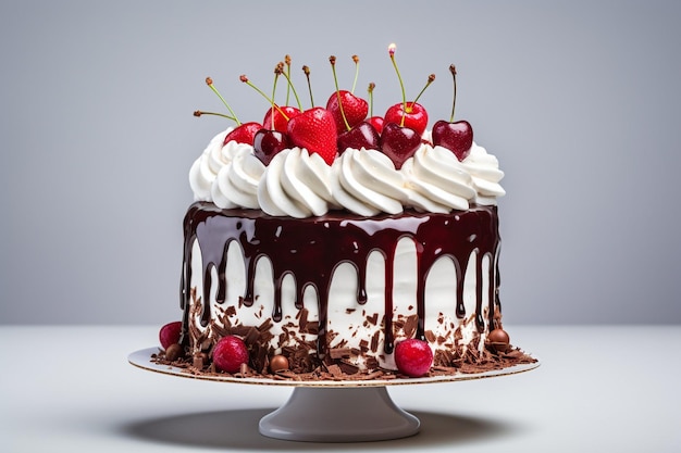 Un'immagine di torta di compleanno isolata sullo sfondo in qualità hd grafica ultrarealista in studio