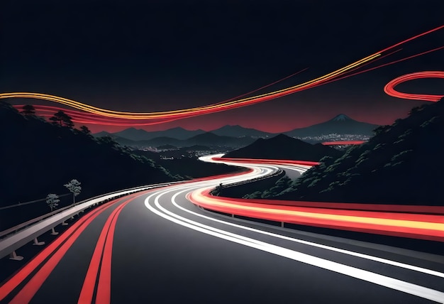 un'immagine di un'autostrada con una luce rossa su di essa