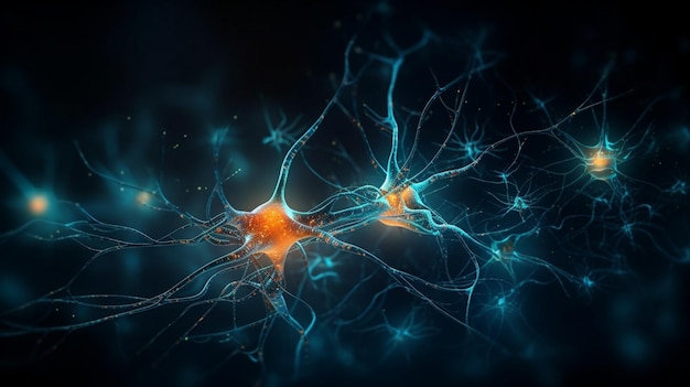 Un'immagine di un cervello con le parole neurone sul lato sinistro.