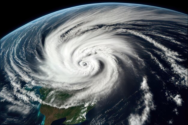 Un'immagine di un ciclone tropicale sulla terra.