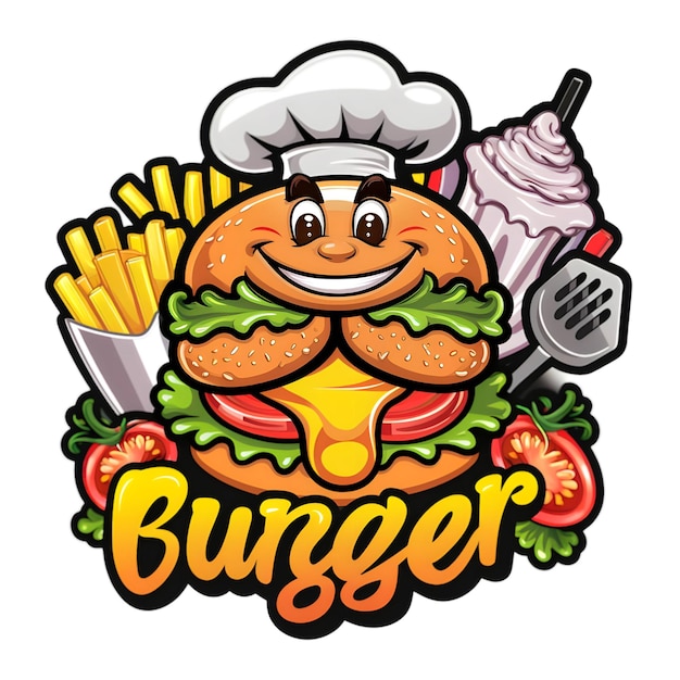 un'immagine di un hamburger con la parola burger su di esso