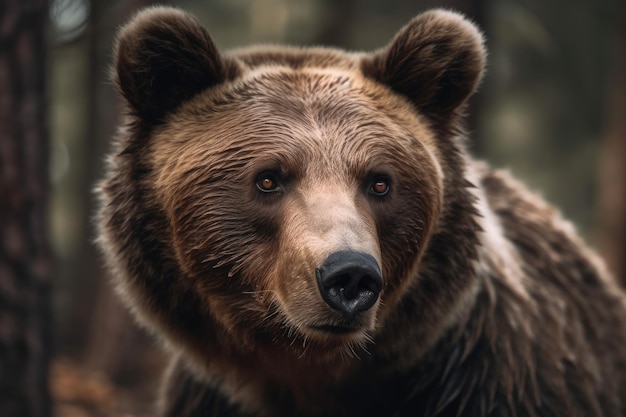 Un'immagine di un orso bruno selvatico da vicino