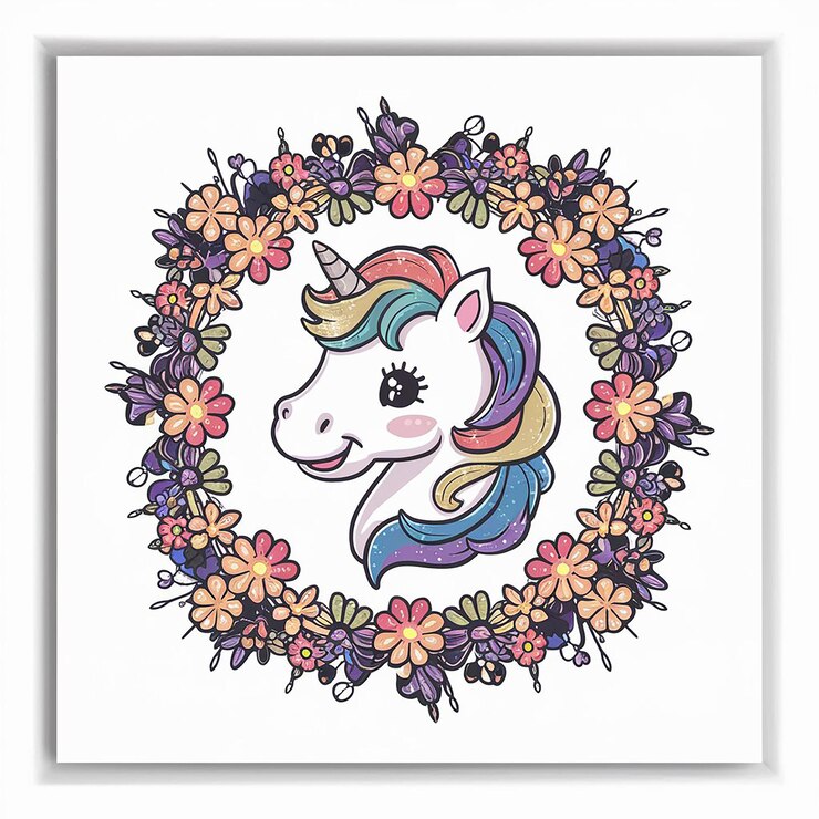 Foto un'immagine di un unicorno con dei fiori al centro