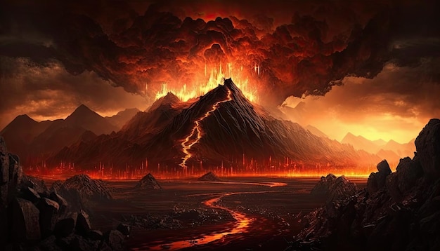 Un'immagine di un vulcano con sopra la parola vulcano