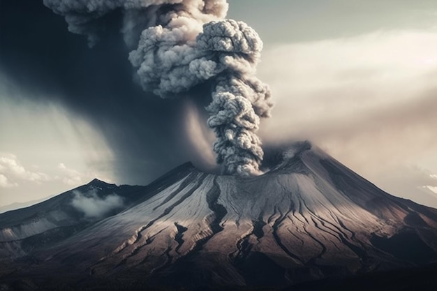 Un'immagine di un vulcano da cui esce del fumo