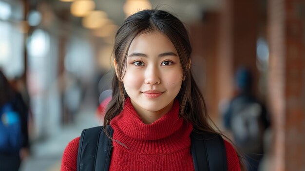 Un'immagine di una bellissima studentessa universitaria asiatica Generative Ai
